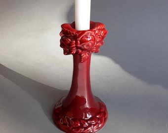 Guldkroken Hjo Sweden Ceramic Wine Red Colour Candle Holder With
