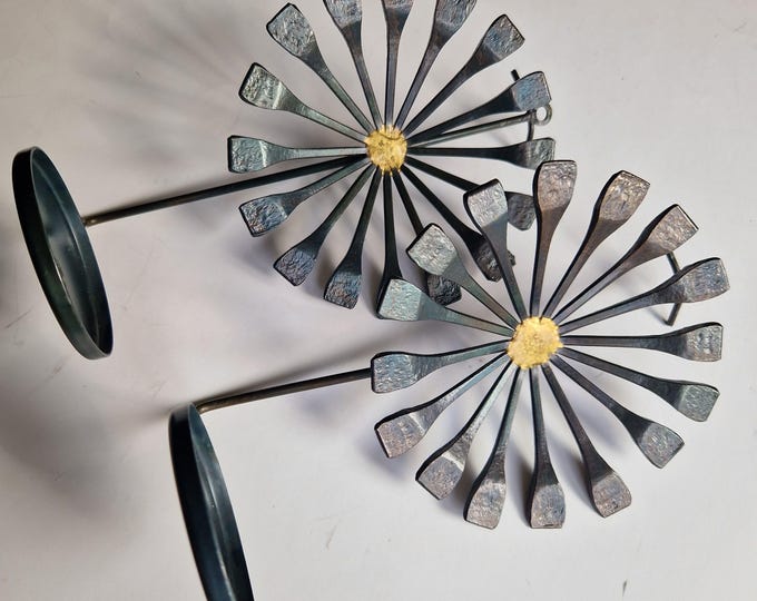 Swedish Wall Tea Light Candleholders. Made of Nails. Hand Made. Beautiful Scandinavian Design Metal Art. Lovely Vintage Nordic Home Decor.