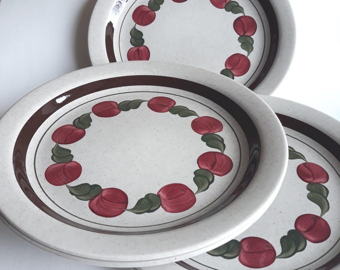 Rorstrand Sweden. Stoneware Birgitta Dinner Plates 23.7 cm (9.33").  Beautifully Hand Painted in Bright Colours. Vintage Swedish Tableware.