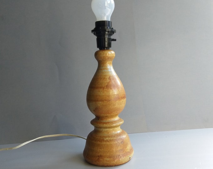 EGO Stengods Atelje Sweden. Vintage Lamp Base by Bruno Karlsson. Signed. Nice Earthy Brown Tones. Swedish Pottery. Mid Century Modern. Works