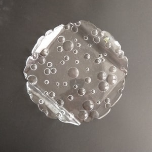 Royal Krona Sweden. Chrystal Glass Vintage Cheese Platter. Vintage  Serving Dish. Textured Glass with Raised Edges that Form Handles.