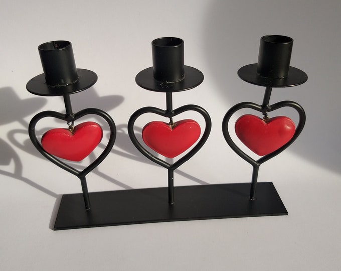 Black Painted Metal Candle Holder for Tree Candles from Sweden. Lovely Red Wooden Heart Pendants. Cute Design Vintage Home Decor.