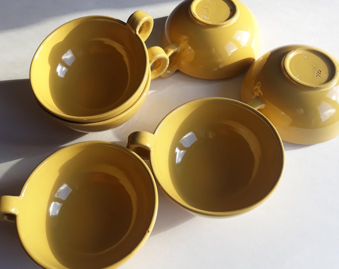 Gabriel Keramik Sweden Wide open Ceramic Cups in Lovely Yellow Colour. MSM Style Swedish Pottery. Scandinavian Vintage Tableware. Marked.
