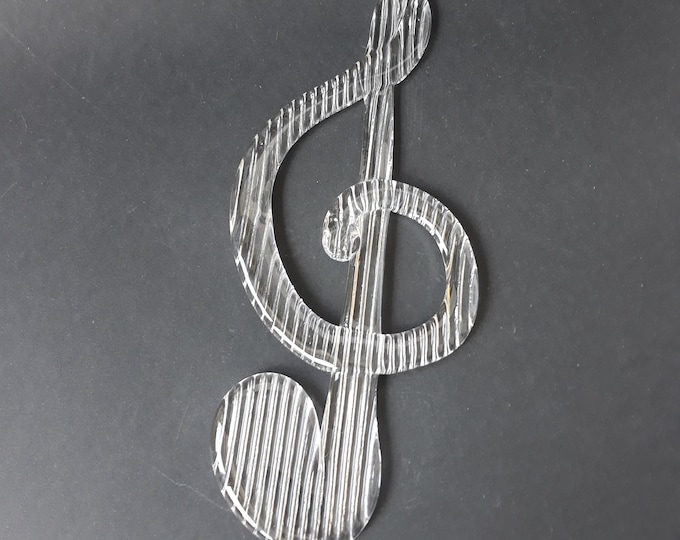 Bergdala Sweden Crystal Glass G-clef Form. G-Note Window Decor. Suncatcher Made and Design by Elving Conradsson. Swedish Vintage Art Glass.