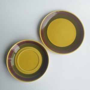 Stavangerflint Norway. Vintage Ceramic Duo Set -  Saucer and Plate. Honey Pattern Designed by Inger Waage. Scandinavian Design Tableware.