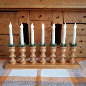 Vintage Gnosjo Kunstsmide Sweden Electric Light Wooden Christmas Candleholder. Seven Lights. Handmade in  Sweden. Swedish Design Home Decor.