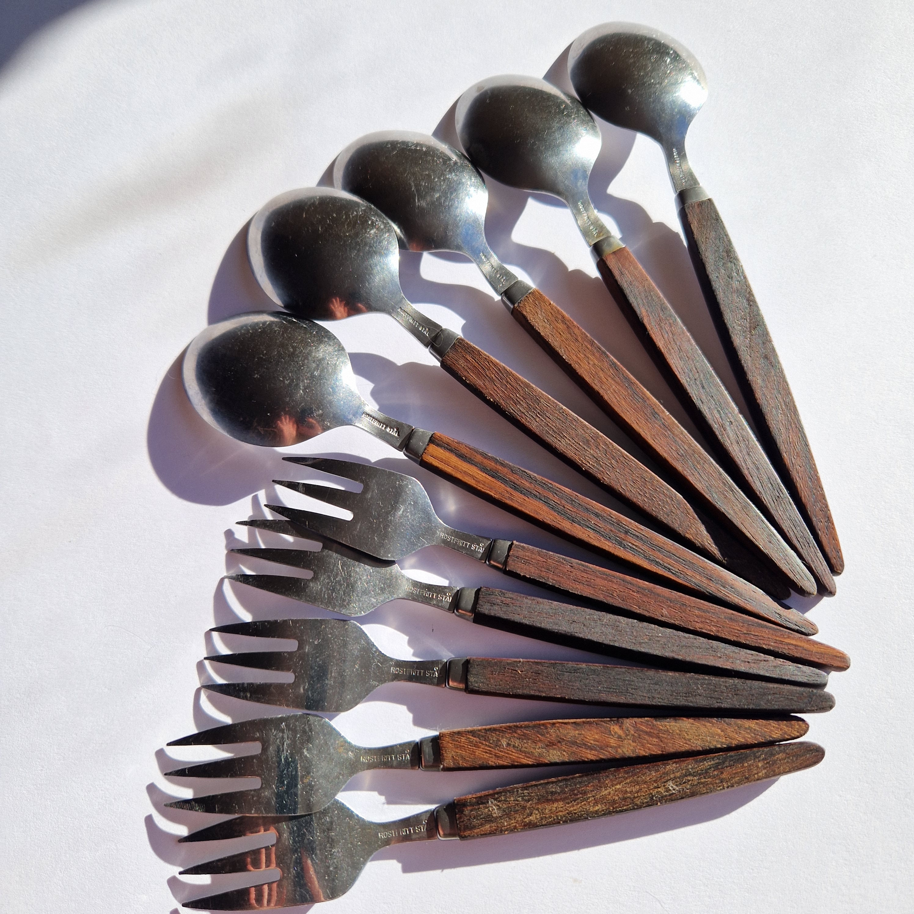 Two Different Sets. Rostfritt Stal Sweden Mid-century Modern