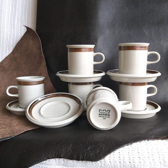 Arabia Wartsila Finland. Espresso Coffee Cup and Saucer in