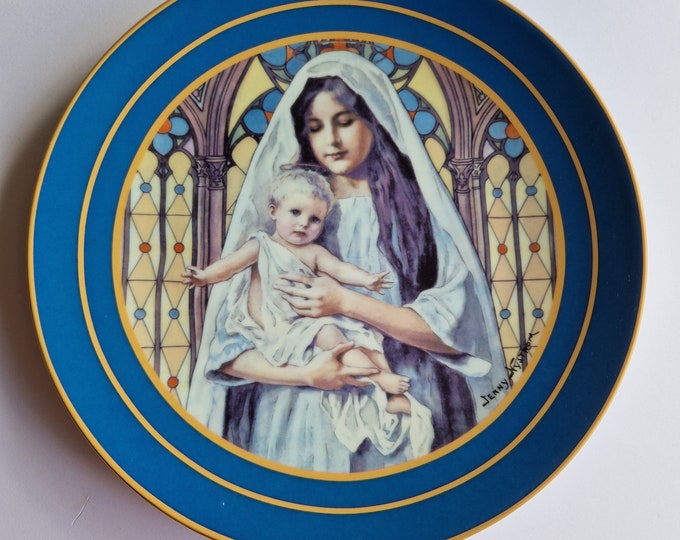 Jenny Nystrom Religious Motifs Nr 5 Vintage Swedish Porcelain Wall Hanging Plate - Jesus Mary Christianity. A Beautiful Gift for Christmas.
