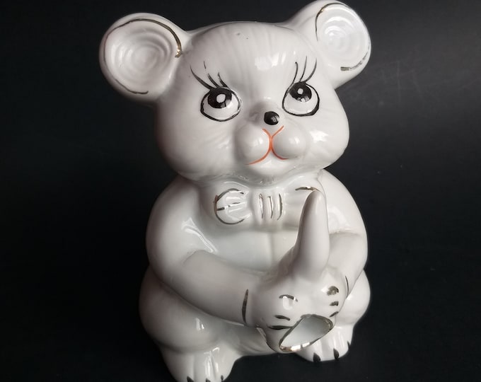 Ring Holder Piggy Bank in the Shape of a Mickey Mouse Figure. A Cute Gift for a Couple. Vintage Piece from 80s.