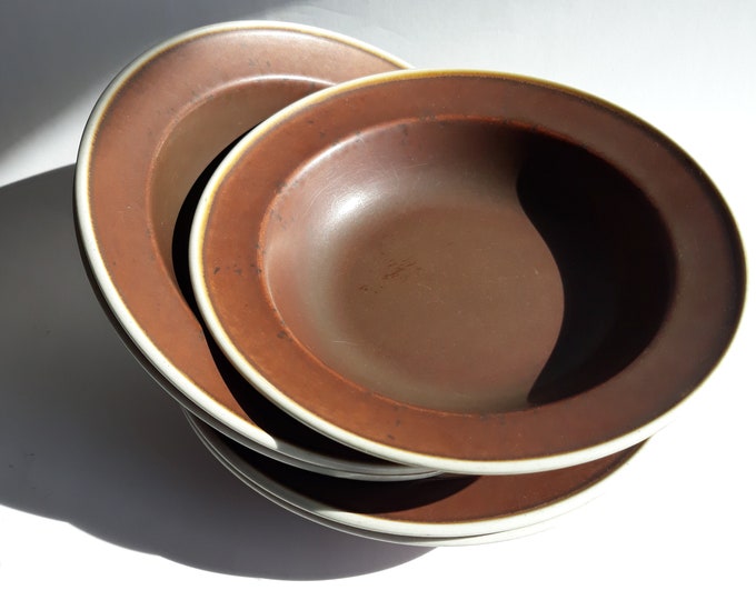 Gustavsberg Sweden. Vintage Classic Stig Lindberg Design Soup Plate, Bowl COQ in Brown Colour with Black Specks. Diameter 19.8 cm (7.79").