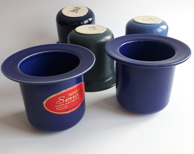 Set of 5 Vintage Höganäs Keramik Stoneware Apoteket Jars in Blue Tones. Stengods Sweden Pharmacy Jars. Swedish Pottery Scandinavian Design.