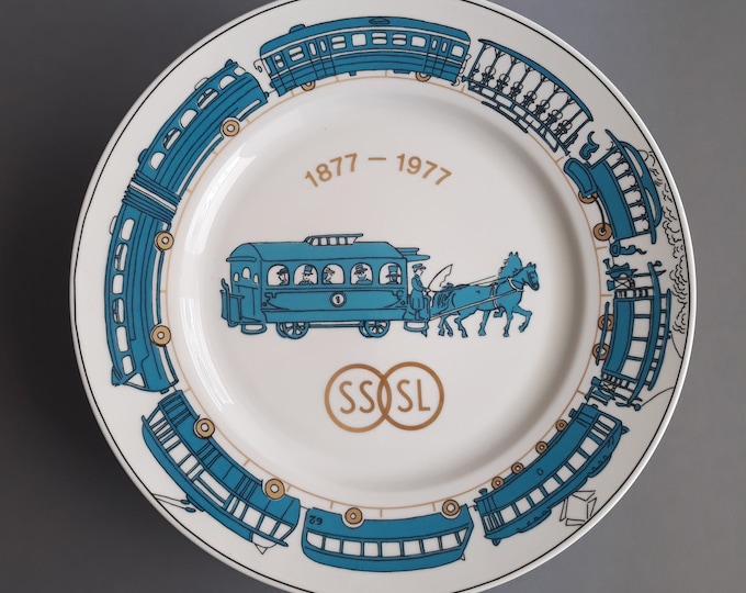 Porsgrund Norway. Collectable plate. In commemoration of the 100th anniversary of the tram. A limited edition. Decorative collectors item.