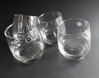 Set of 2 or 4 Sagaform Sweden Rocking Whiskey Tumbler Glasses. Swedish Whiskey Glasses. Swedish Design Whiskey Glasses Barware.