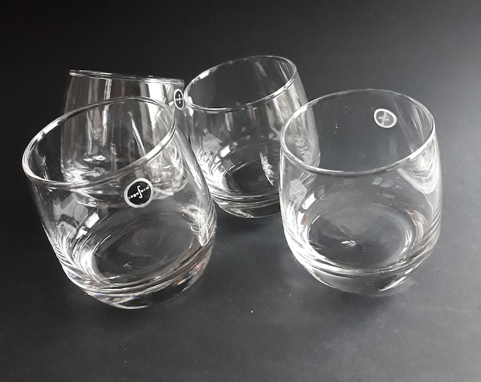 Set of 2 or 4 Sagaform Sweden Rocking Whiskey Tumbler Glasses. Swedish Whiskey Glasses. Swedish Design Whiskey Glasses Barware.