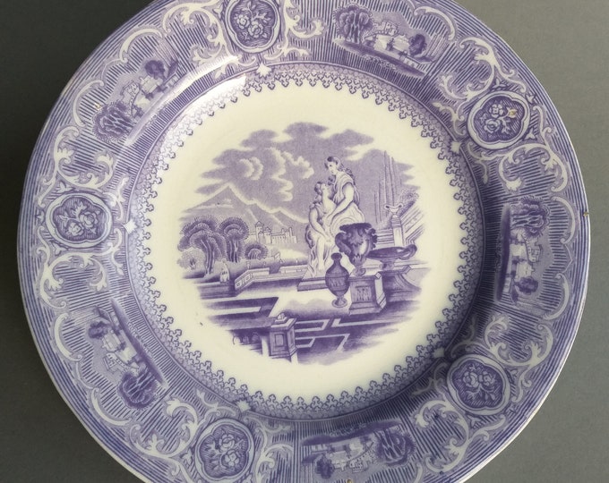 Gustavsberg Sweden. Antique Soup Plate. Bone China. Rare Antique Collectible Gustafsberg Porslin AB. Carrara series 1880s. Antique Motif.