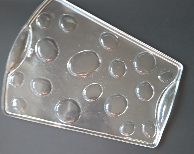 Nybro Sweden Glass Cheese Serving Board with Handles. Cheese Hole Texture Pattern. Swedish Design. Original Label. Thick Heavy Crystal Glass