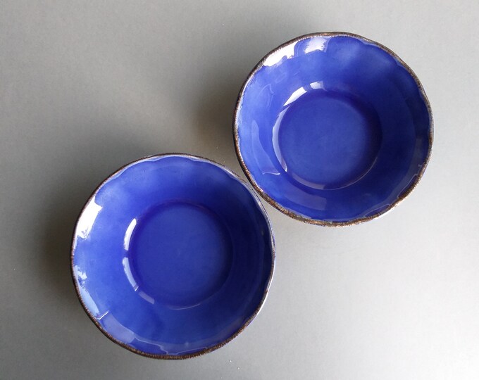 Set of 2 Two Grindley Colonial Classics England. Great for Soup, Cereal in Rare Blue Bell Colour with Brown Trim. Rare Find. Cool.