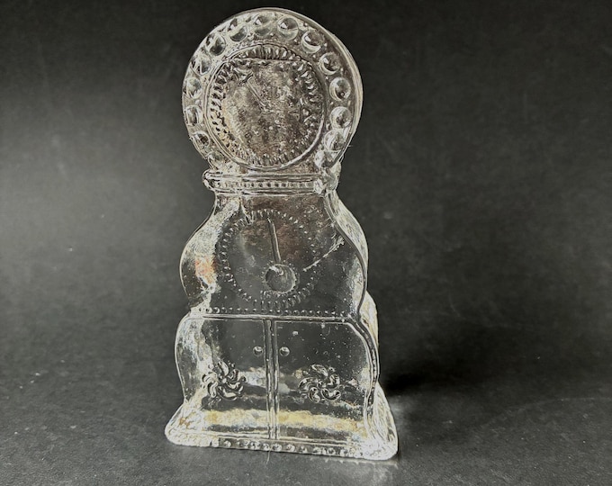 Vintage Swedish Crystal Glass Paperweight Shaped like a Traditional Mora Longcase Clock.