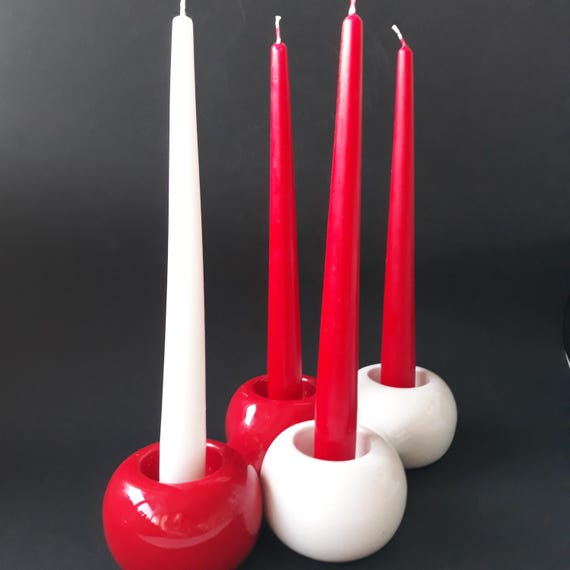 Set of 2 Vintage Red and White Barbro Unicef Sweden Ceramic