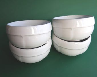 Pair of Hoganas Stengods Sweden White Glazed Stoneware Ceramic Bowls. Nice Shape Bowls. Aptit Vit by Ann Jansson. Swedish Vintage Tableware.