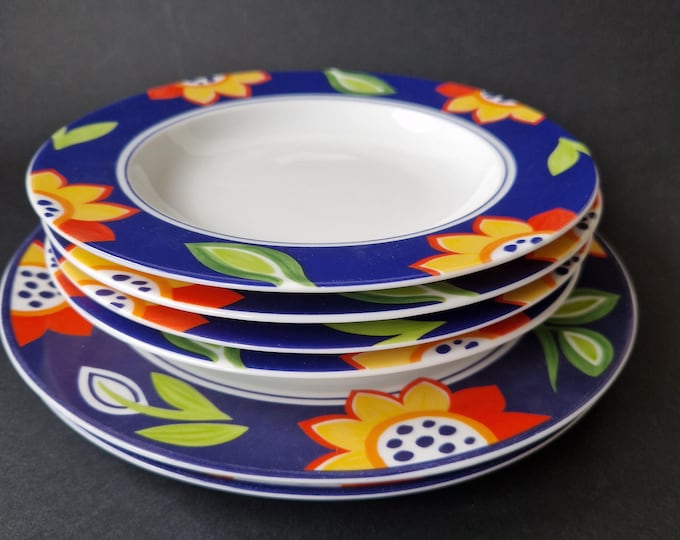 Christineholm Studio Design Sweden. Vintage Plate. Sunflower Design. A Combination of Joyful Colours. Scandinavian Design Table Ware.
