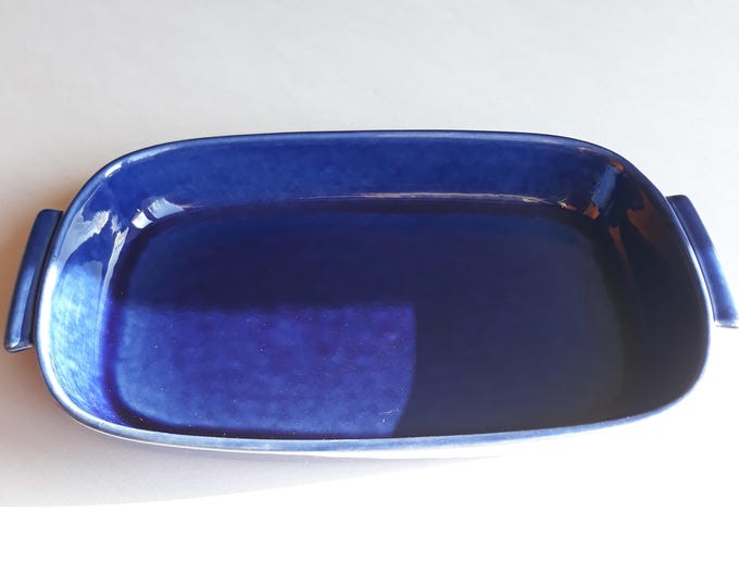 Eldorado Rörstrand Sweden Ovenproof Rectangular Dish by Carl-Harry Stålhane. Blue Glossy Glaze. Marked.
