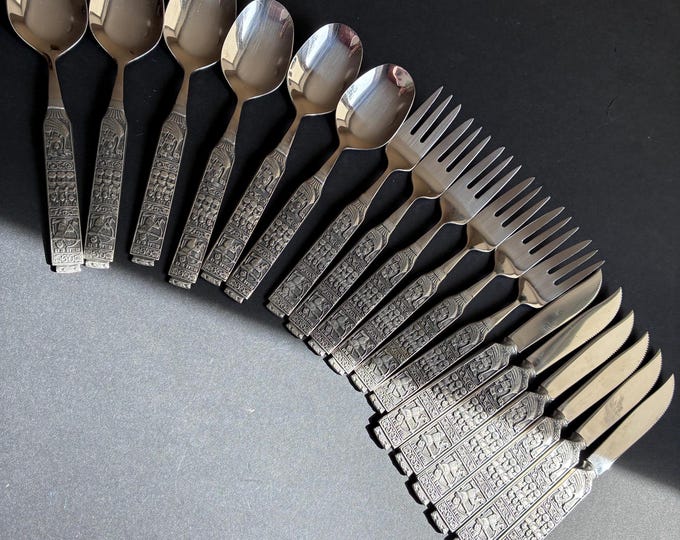 Vintage Konge Tinn Norway Pewter Desert Knife and Fork Set or Spoon Set. Viking Flatware. Nordic Heilag Olav Cutlery.