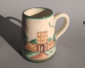 Vintage Nittsjo Sweden Hand Painted Visby Ceramic Coffee Tea Beer Mug. Beautiful Scenery. Matt Finish. Old Swedish Pottery Item. Rare Find