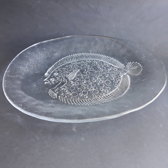 Kosta Boda Sweden Textured Crystal Glass Vintage Sea Food Serving