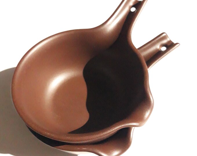 Set of 2 Pompeii Figgjo Flint Norway - Pompeii 12217 Minimalist Shape Stoneware Small Saucepan. Handcraft Dishwasher Proof. Brown Mate Glaze