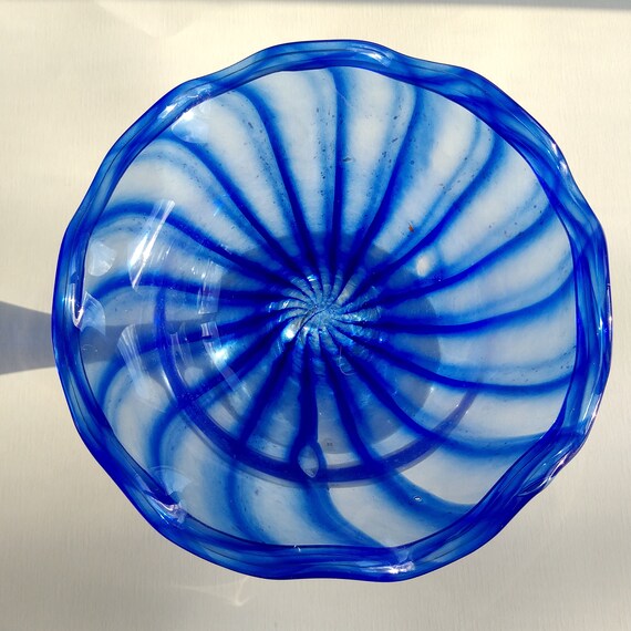 Sweden Reijmyre Art Glass. Beautiful Compote in Blue Tones