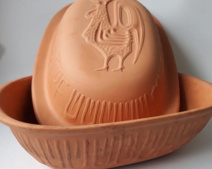 Large Schlemmertopf 838 Scheurich West Germany. Vintage Clay Crock, Baker, Roaster, Casserole. Excellent for Home Cooking. Some Patina.