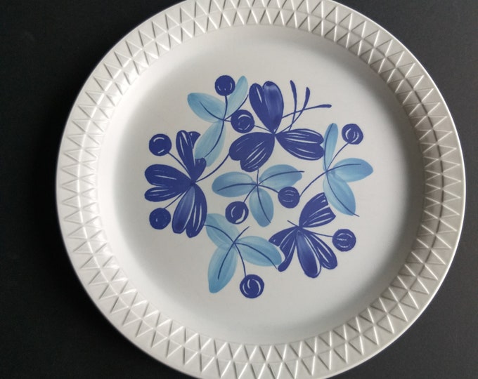 Set of 2 Stavangerflint Norway Dinner Plates in Pacific Pattern. Light Blue Colour. Design by Inger Waage. Vintage Scandinavian Tableware.