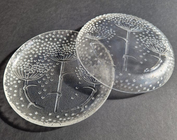 Vintage Rosenthal Germany Studio-line Clear Glass Plate "Flower Rain". Floral Relief Design by Nanny Still McKinney. Tableware 80s. Marked.