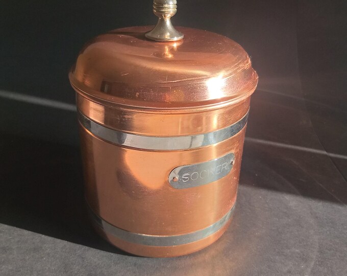 Dorre Produktor Large Copper Socker Sugar Jars Container from Sweden. Tin Interior. Vintage Kitchen Decor. Retro Home Decor. Swedish Design.