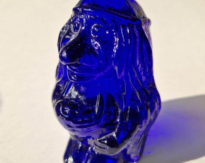Konst Glashyttan Urshult Sweden Cobalt Blue Crystal Glass Troll Figurine. Swedish Vintage Home Decor.