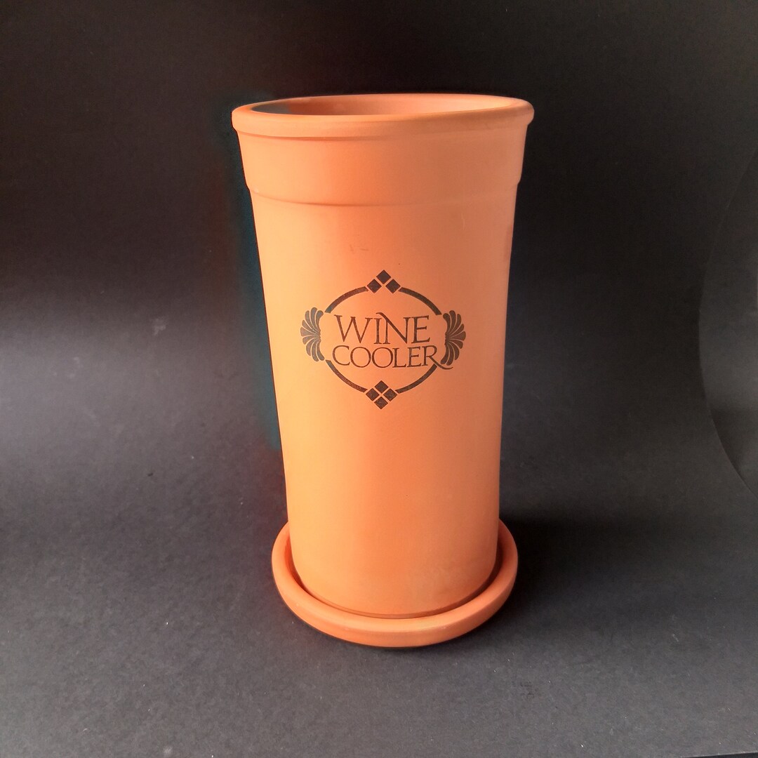 Terracotta Wine Cooler With Saucer. Terracotta Kitchenware. Vintage