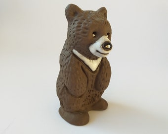 Tore Borg Sweden Ceramic Bear Figurine in Chocolate White Colour. Studio Pottery. Vintage Swedish Studio Pottery. Scandinavian Home Decor.