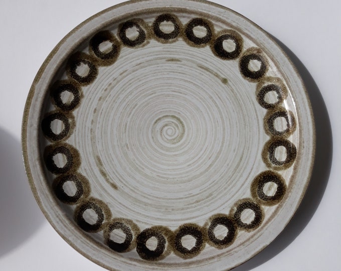 Ceramano W. Germany Ceramic Decorative Dinner Plate. "Tique" Pattern. Designed by Gerda Heuckeroth. Hand Painted. Marked. West Germany 70s.