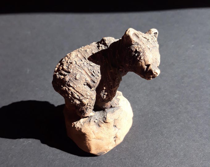Tilgmans Keramik Sweden Brown Bear Cub Ceramic Figurine from 60's. Scandinavian Vintage Pottery. Swedish Home Decoration. Marked.