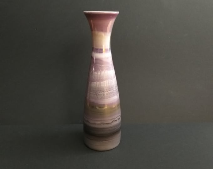 Creidlitz Bavaria Germany. H-25cm (9.84") Porcelain Vase in Unusual Luster of Purples and Gold Tones. Marked with Numbers. Simply Charming.