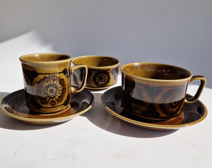 Stavangerflint Sera Norway Large Cup with Saucer or Smaller Cup with Saucer. Designed by Inger Waage. Scandinavian Vintage Norwegian Design.