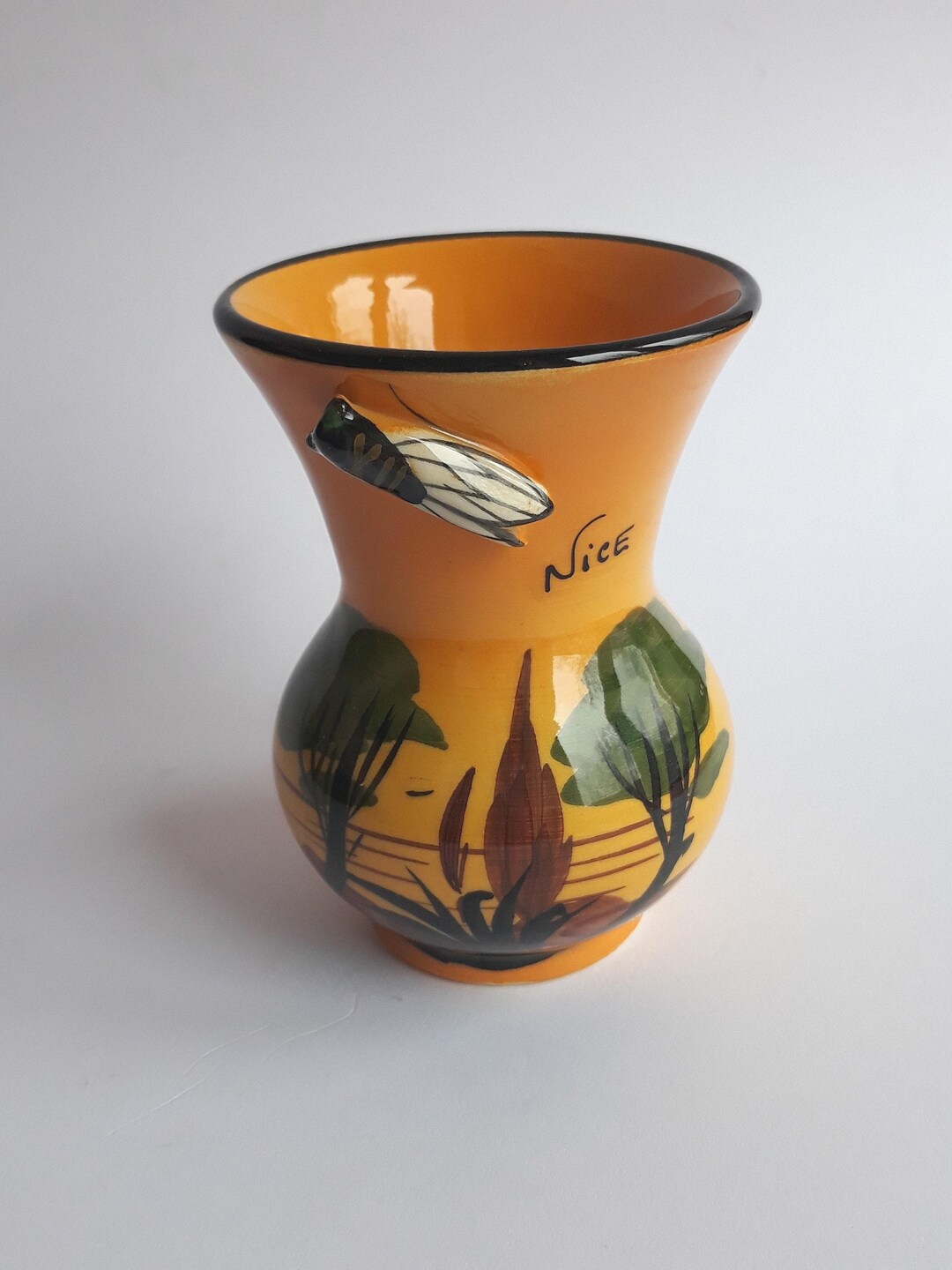 Creation Albert Ferlay Vallauris Small Ceramic Vase With Raised