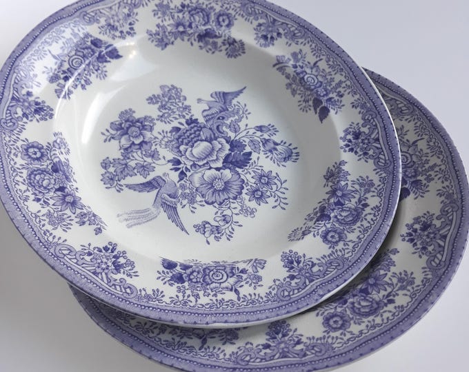 Set of 2 Antique Swedish Porcelain Classics Soup Plates from the Series Fasan from Gustavsberg (1880-1923). Asiatic Pheasants. Collectable.