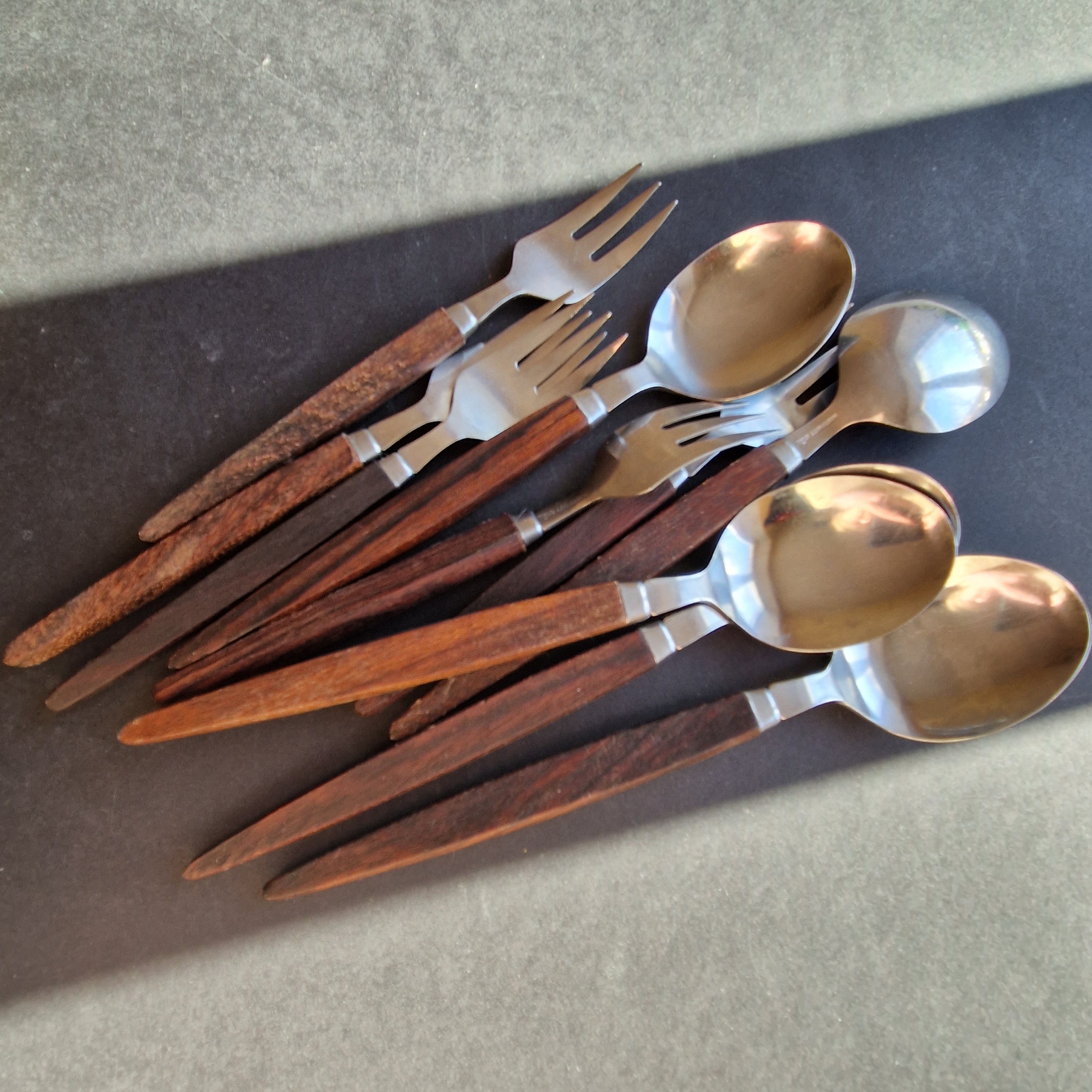 Two Different Sets. Rostfritt Stal Sweden Mid-century Modern