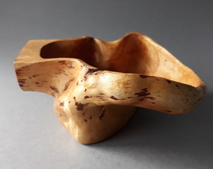 Swedish Vintage Birch Burl Wood Dish Bowl. Hand Carved in 60s. Scandinavian Rustic Home Decoration. Serving or Storage Bowl.