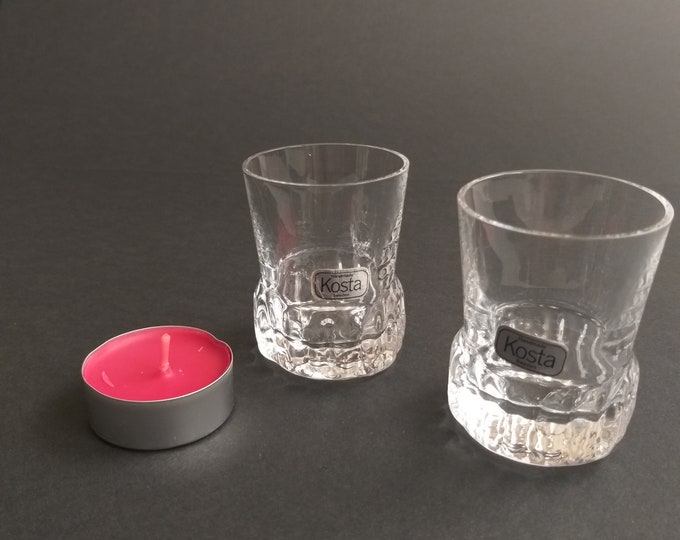 Kosta Boda Sweden. Set of Two Vodka, Shot Glasses. Quality Swedish Glassware. Vintage Barware. Made in Sweden. Original Sticker.