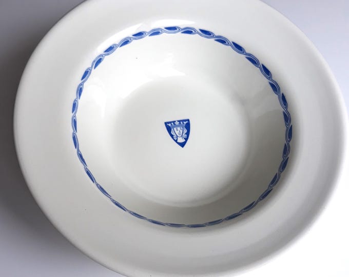 Vintage Gustavsberg Sweden Faience Bowl. Pattern Granit. White with Blue Decoration. Swedish Tableware. Marked.