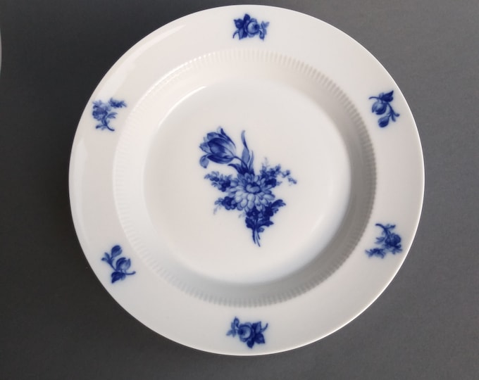 Upsala Ekeby Karlskrona Sweden. Antique Beautiful Flow Blue Floral Soup Plate. Antique Swedish Porcelain. Excellent Condition. Not Used.